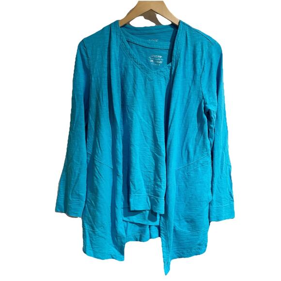 Chicos The Ultimate Tee Women Size 0/small Aqua Blue 2 Piece Tank Cardigan - Picture 1 of 5